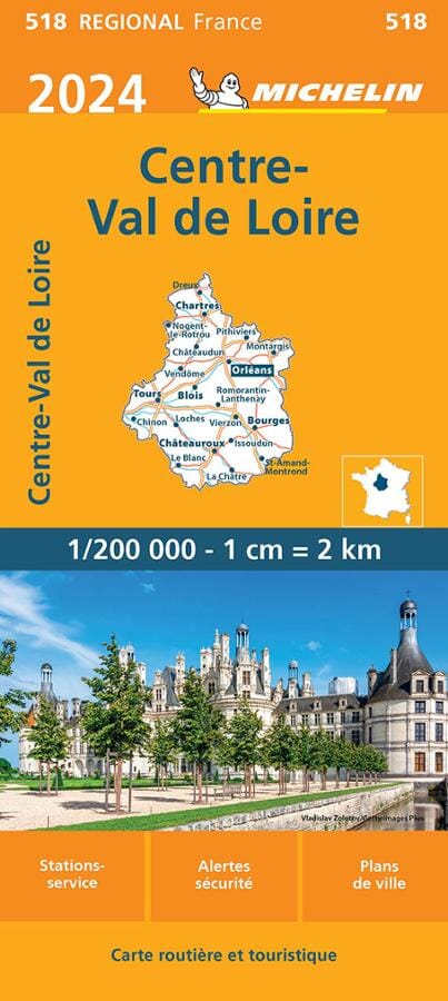 Carte régionale n° 518 - Centre-Val de Loire 2024 | Michelin carte pliée Michelin 