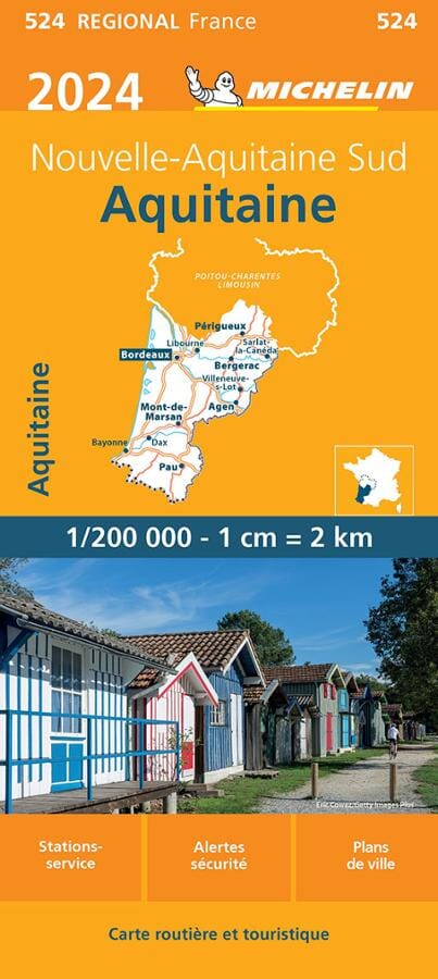 Carte régionale n° 524 - Nouvelle-Aquitaine Sud : Aquitaine 2024 | Michelin carte pliée Michelin 