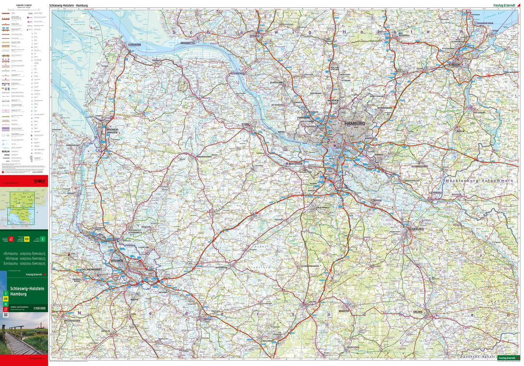 Carte routière n° 1 (Allemagne) - Schleswig-Holstein, Hambourg | Freytag & Berndt - 1/150 000 carte pliée Freytag & Berndt 