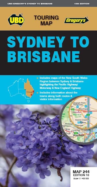 Carte routière n° 244 - Sydney à Brisbane | UBD Gregory's carte pliée UBD Gregory's 