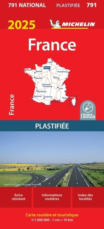 Carte routière n° 791 - France plastifiée 2025 | Michelin carte pliée Michelin 