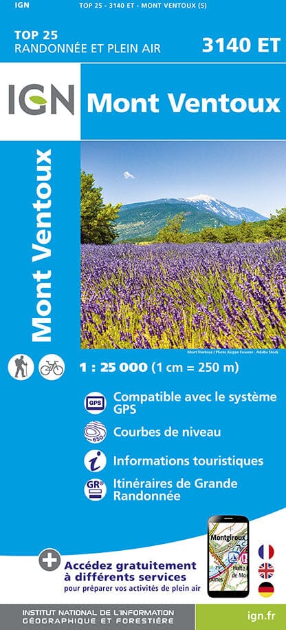 Carte TOP 25 n° 3140 ET - Mont Ventoux (Provence) | IGN carte pliée IGN 