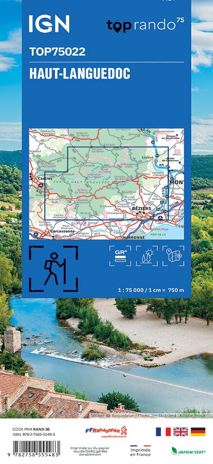 Carte TOP 75 n° 22 - Haut Languedoc | IGN carte pliée IGN 