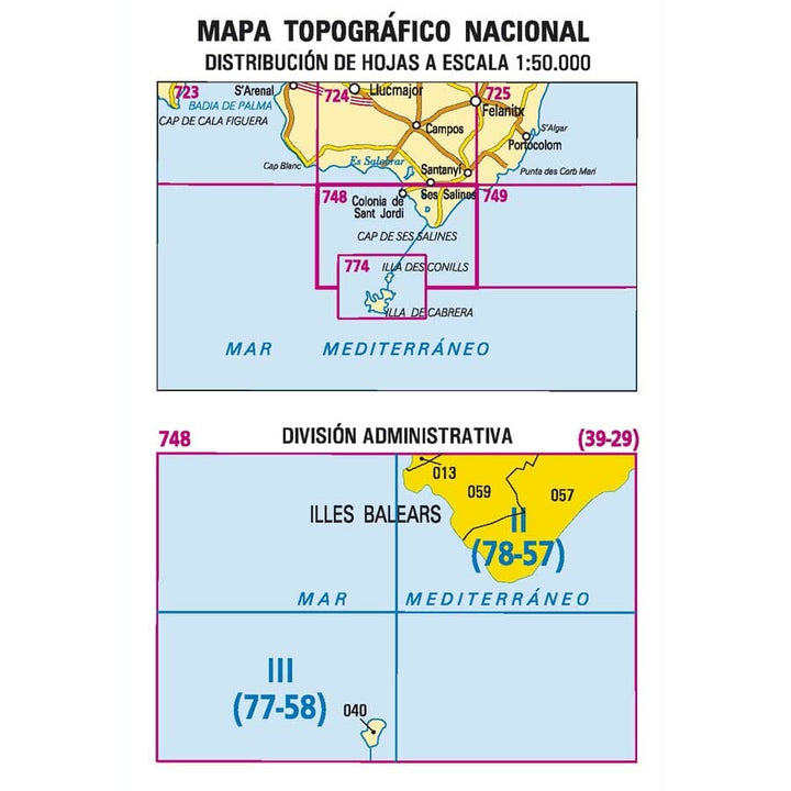 Carte topographique de l'Espagne n° 0748.2 - Colonia de Sant Jordi (Mallorca) | CNIG - 1/25 000 carte pliée CNIG 