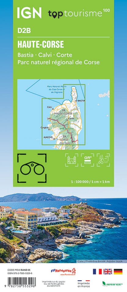 Carte touristique TOP100D2B - Haute-Corse | IGN carte pliée IGN 