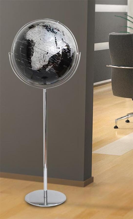 Globe de diamètre 43 cm, couleur noir et argent (en anglais) globe Cartotheque Egg 