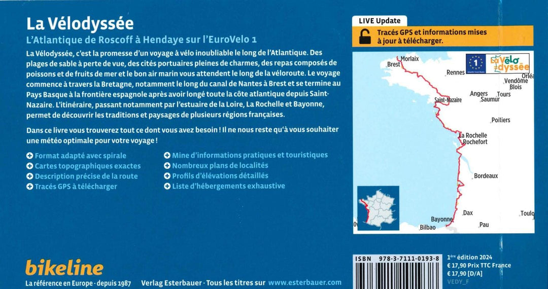 Guide vélo - La Vélodyssée : L´Atlantique de Roscoff à Hendaye sur l´EuroVelo 1 | Bikeline guide de voyage Bikeline 