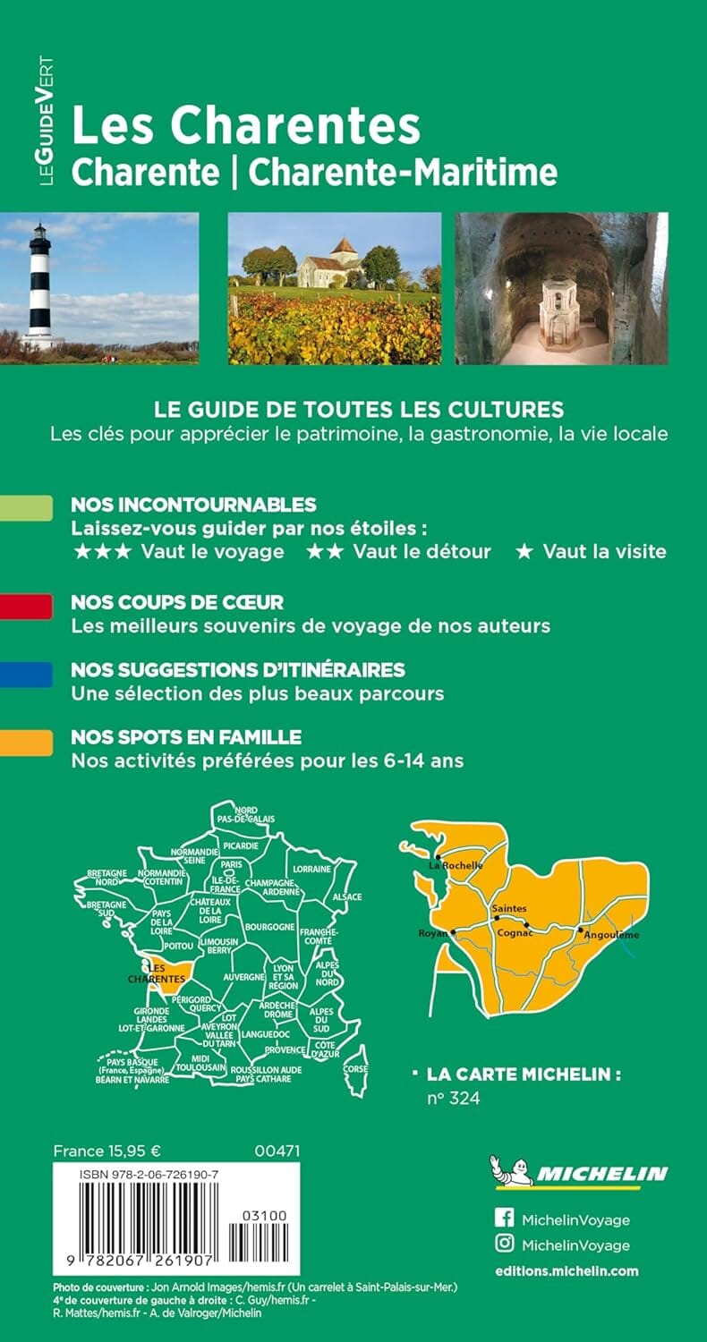 Guide Vert - Les Charentes- Édition 2024 | Michelin guide de voyage Michelin 