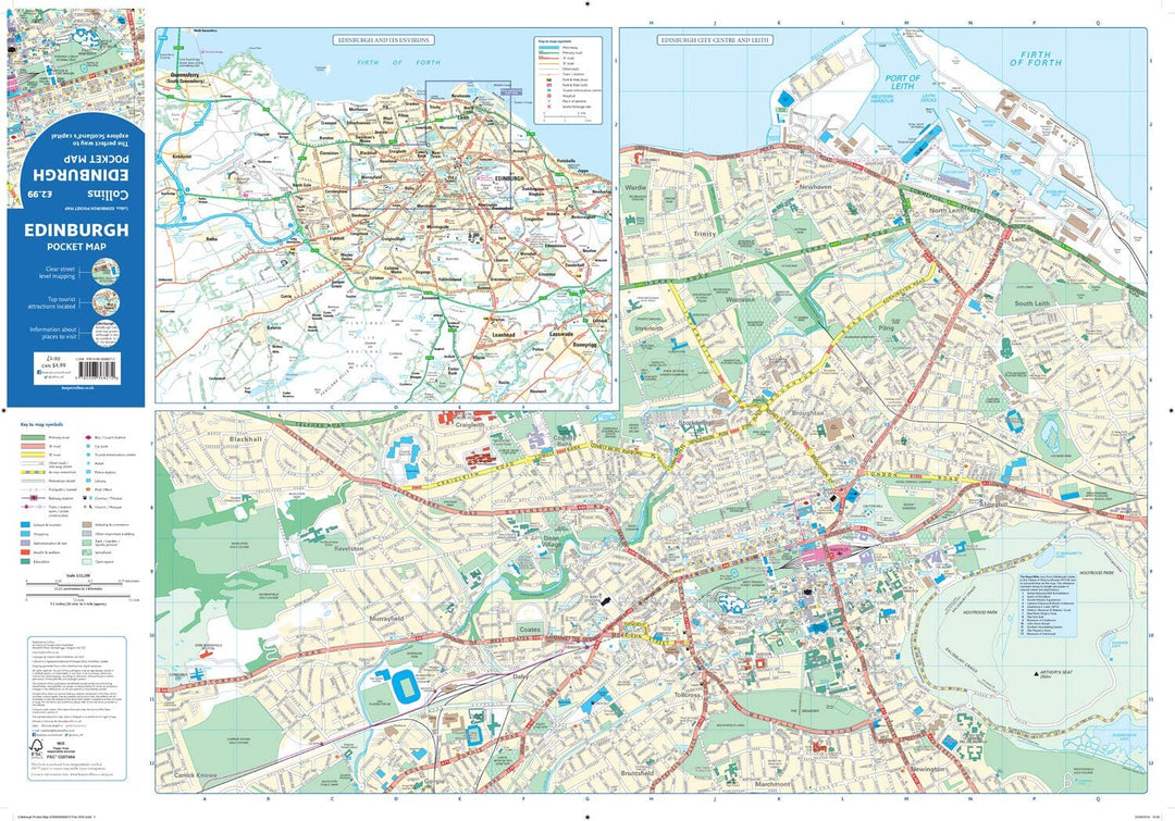 Plan de poche - Edimbourg (Écosse) | Collins carte pliée Collins 