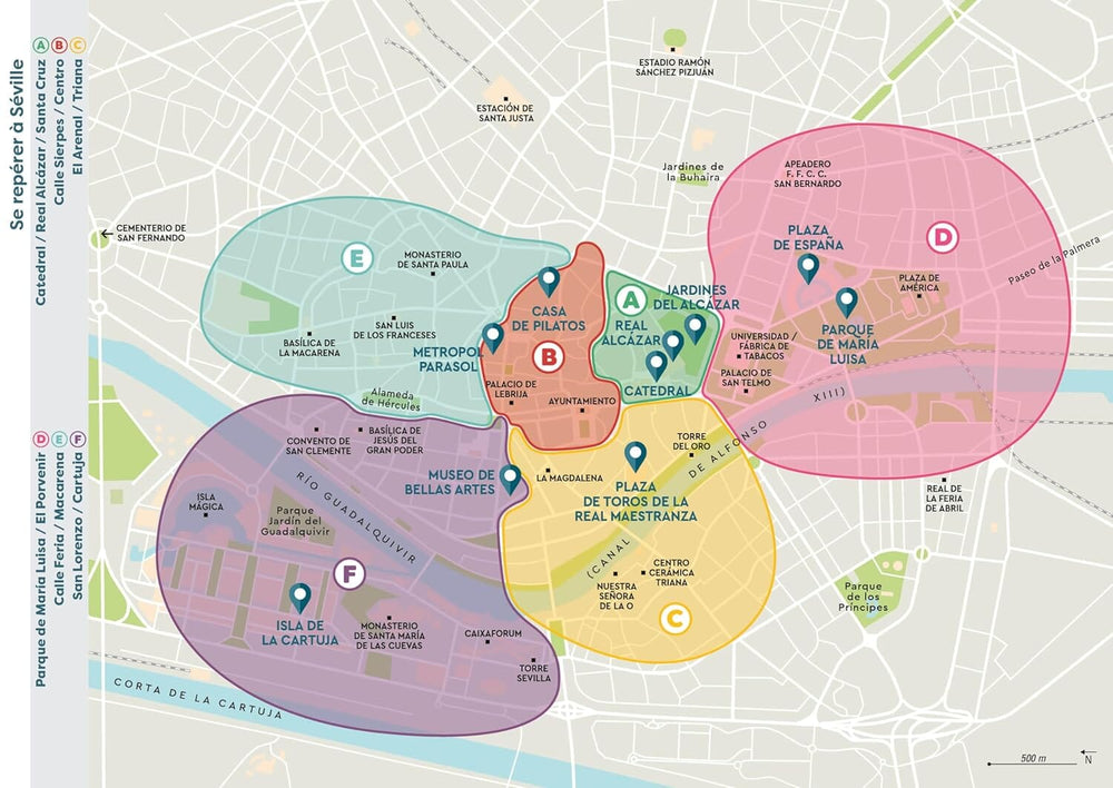 Plan détaillé - Séville | Cartoville carte pliée Gallimard 