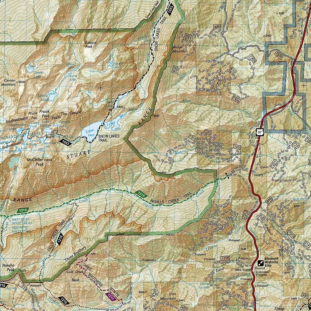 Trails Map of Alpine Lakes Wilderness Area (Mt Baker-Snoqualmie & Okanogan-Wenatchee National Forests, Washington), # 825 | National Geographic carte pliée National Geographic 