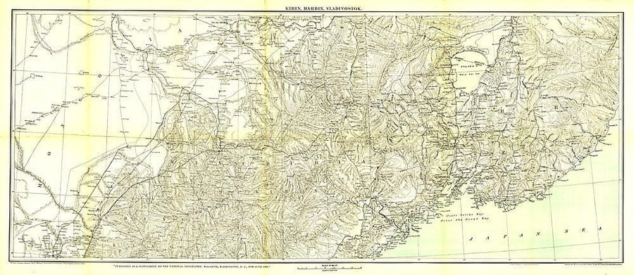 1905 Kirin Harbin Vladivostok Map Wall Map 