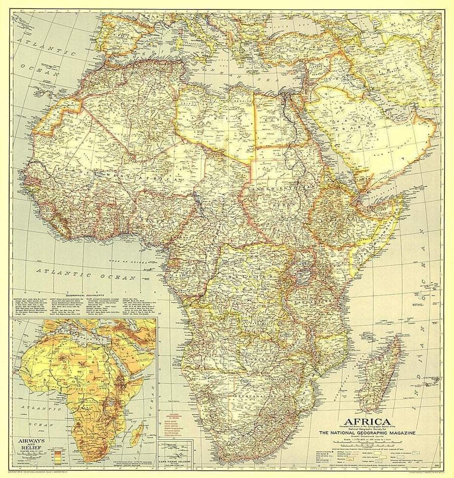 1935 Africa Map Wall Map 