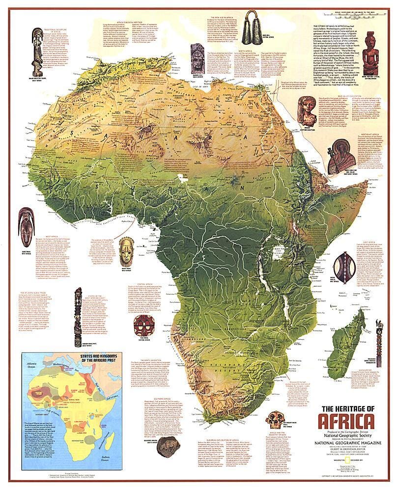 1971 Heritage of Africa Map Wall Map 