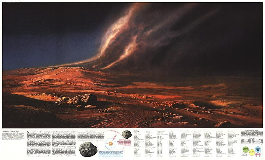 1973 Dusty Face of Mars Wall Map 