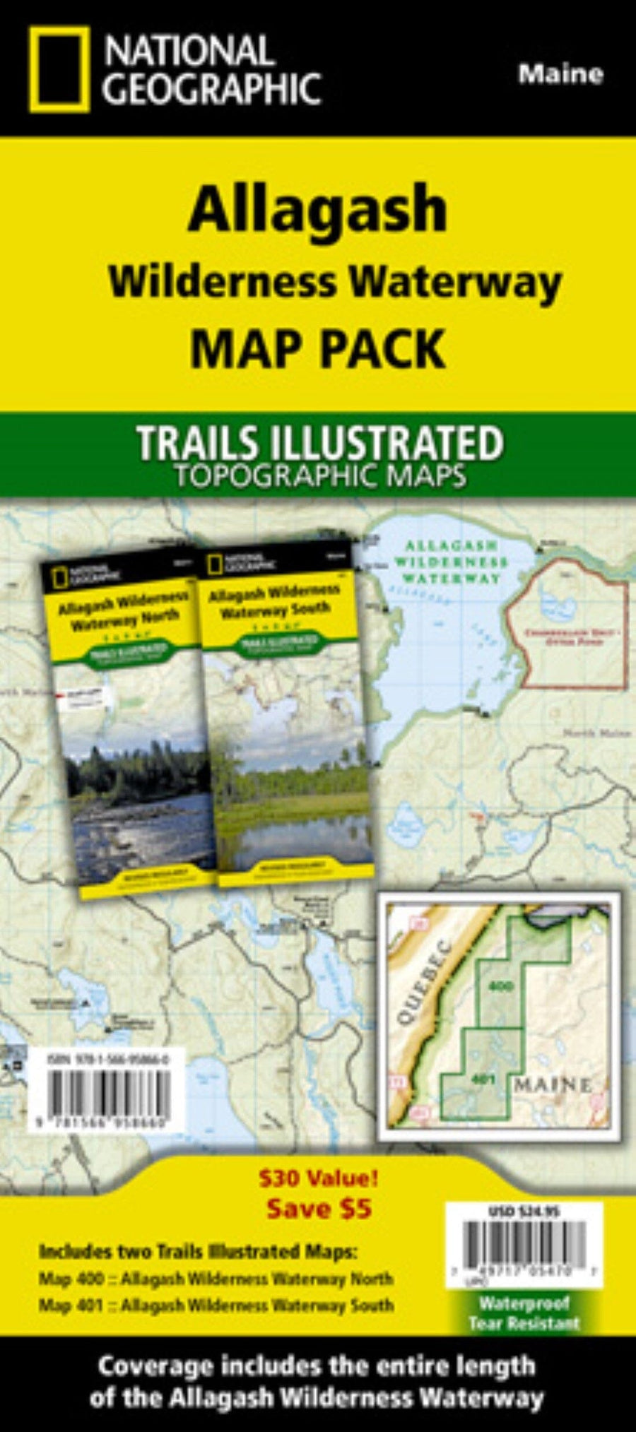 Allagash Wilderness Waterway [Map Pack Bundle] | National Geographic carte pliée 