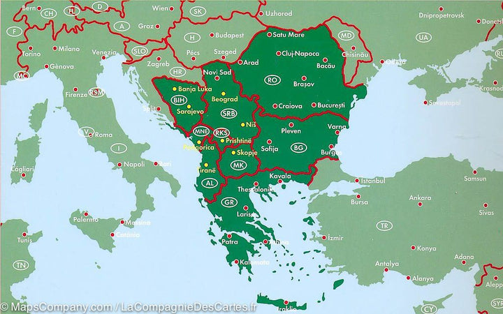 Atlas routier du sud des Balkans (Grèce, Albanie, Roumanie, Macédoine, Serbie, Bosnie) | Freytag &amp; Berndt - La Compagnie des Cartes