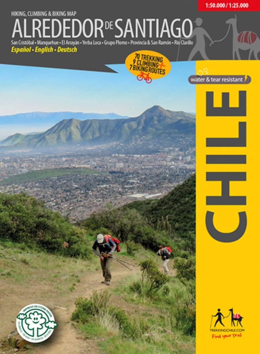 Autour de Santiago - Chili : Carte de randonnée, vélo et escalade | Trekking Chile carte pliée Trekking Chile 