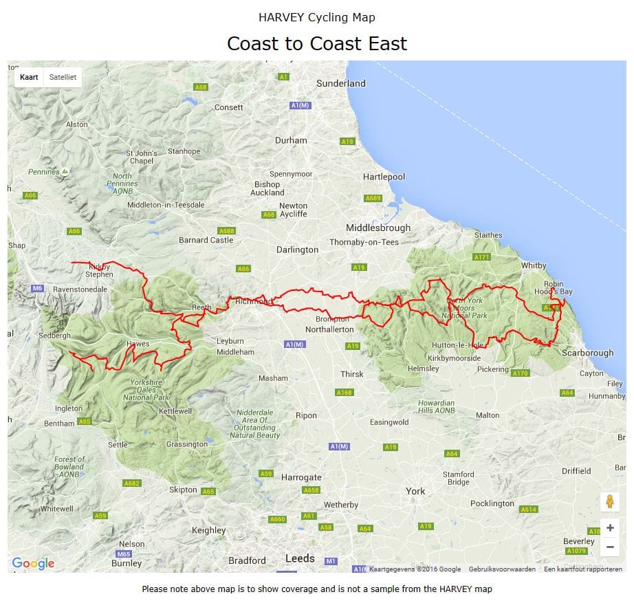 Carte cycliste - Coast to Coast Est XT60 | Harvey Maps - Cycling maps carte pliée Harvey Maps 