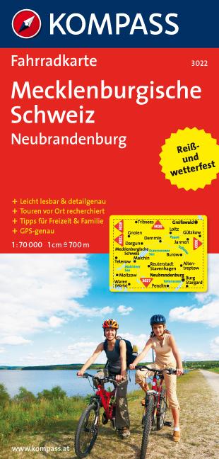 Carte cycliste n° F3022 - Mecklenburgische Schweiz, Neubrandenburg (Allemagne) | Kompass carte pliée Kompass 