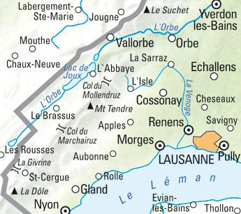 Carte cycliste n° VK.14 - Lausanne, Vallée de Joux (Suisse) | Kümmerly & Frey carte pliée Kümmerly & Frey 