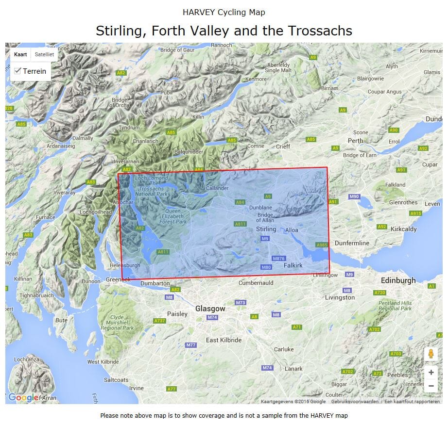Carte cycliste - Stirling, Forth Valley & The Trossachs XT80 | Harvey Maps - Cycling maps carte pliée Harvey Maps 