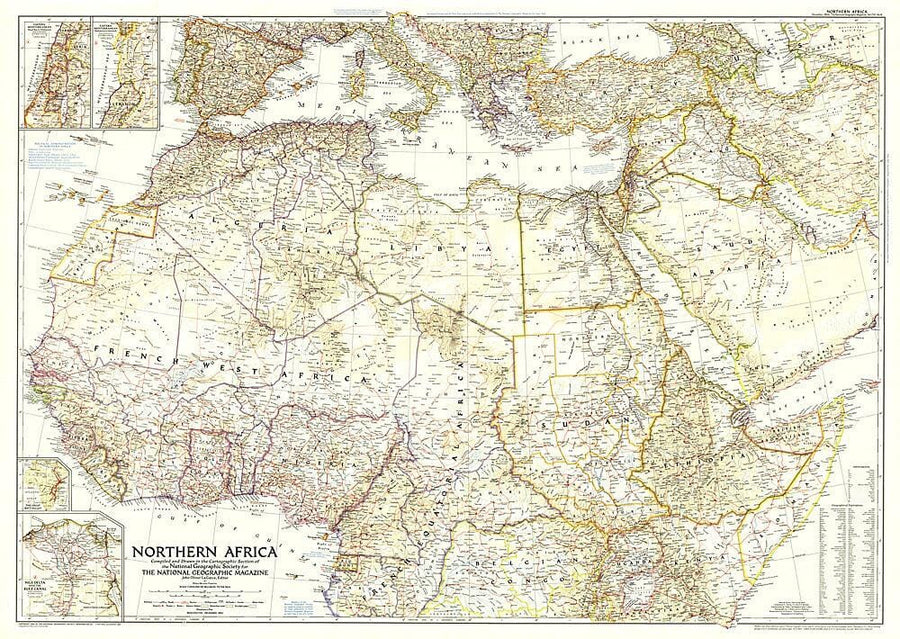 1954 Northern Africa Map Wall Map 