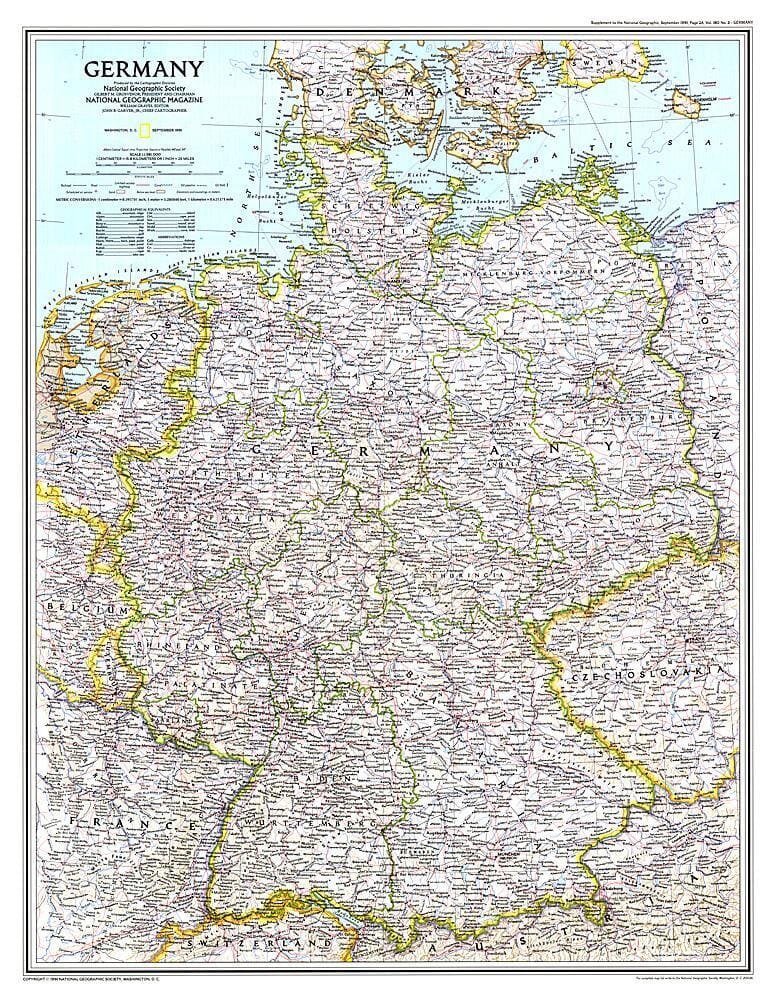 1991 Germany Map Wall Map 