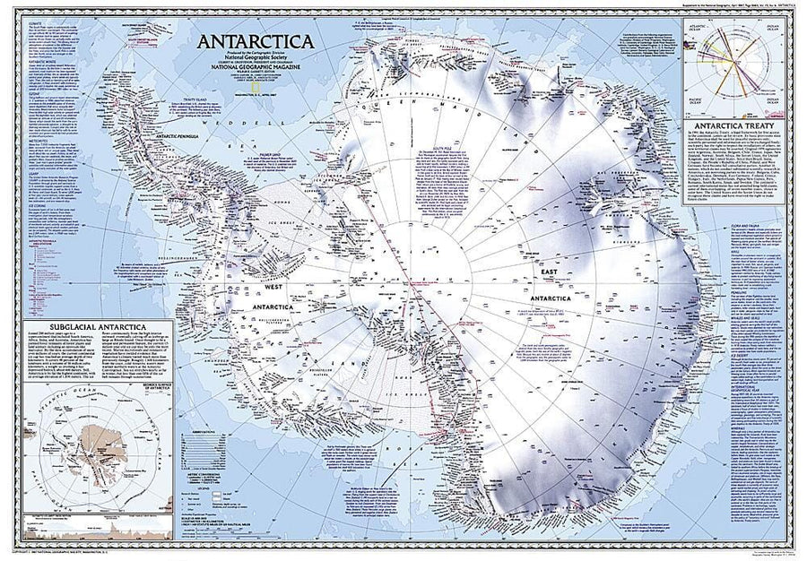 1987 Antarctica Map Wall Map 