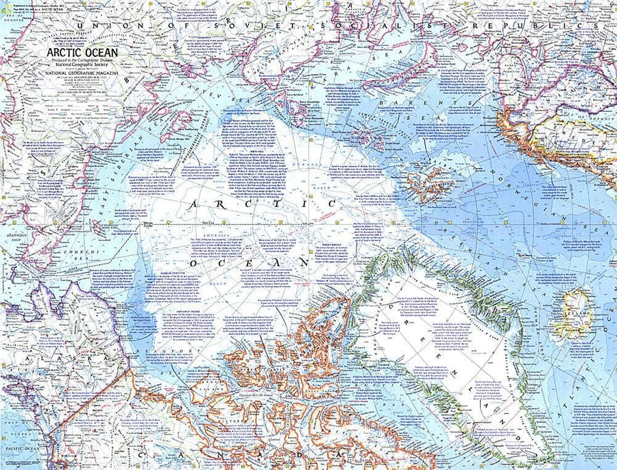1971 Arctic Ocean Map Wall Map 