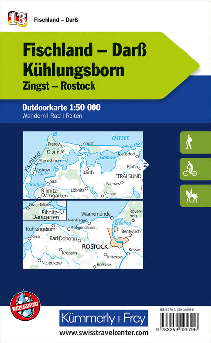 Carte de plein air n° WK.13 - Fischland, Darss, Kühlungsborn (Allemagne) | Kümmerly & Frey carte pliée Kümmerly & Frey 