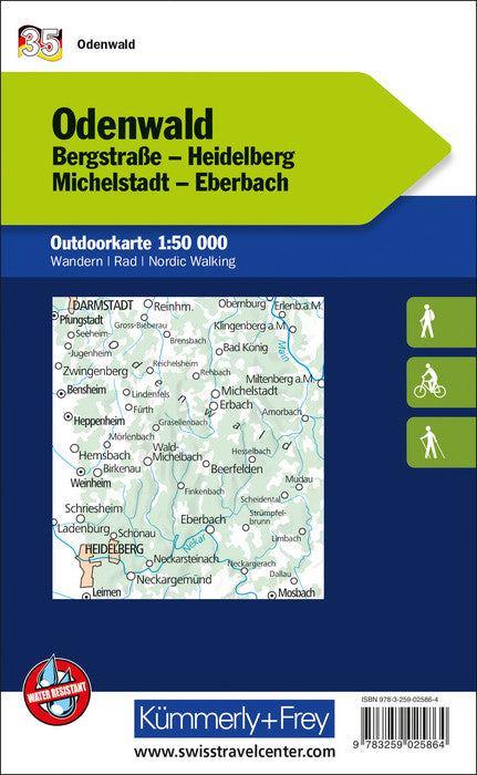 Carte de plein air n° WK.35 - Odenwald (Allemagne) | Kümmerly & Frey carte pliée Kümmerly & Frey 