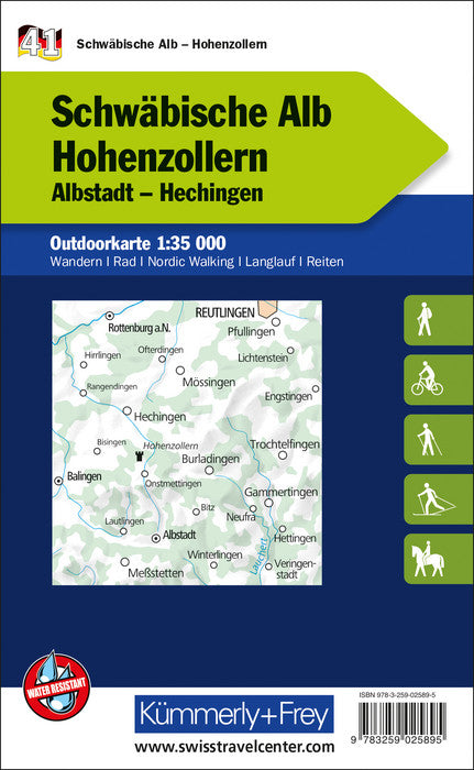 Carte de plein air n° WK.41 - Schwäbische Alb, Hohenzollern FMS (Allemagne) | Kümmerly & Frey carte pliée Kümmerly & Frey 