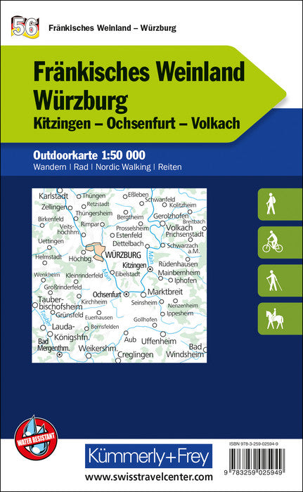 Carte de plein air n° WK.56 - Pays de vin de Franconie, Würzburg (Allemagne) | Kümmerly & Frey carte pliée Kümmerly & Frey 