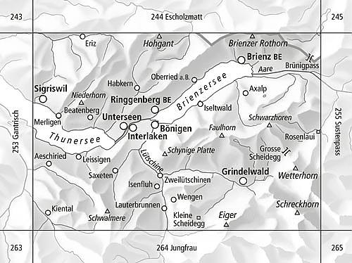 Carte de randonnée à ski n° 254S - Interlaken, Esch (Suisse) | Swisstopo - ski au 1/50 000 carte pliée Swisstopo 