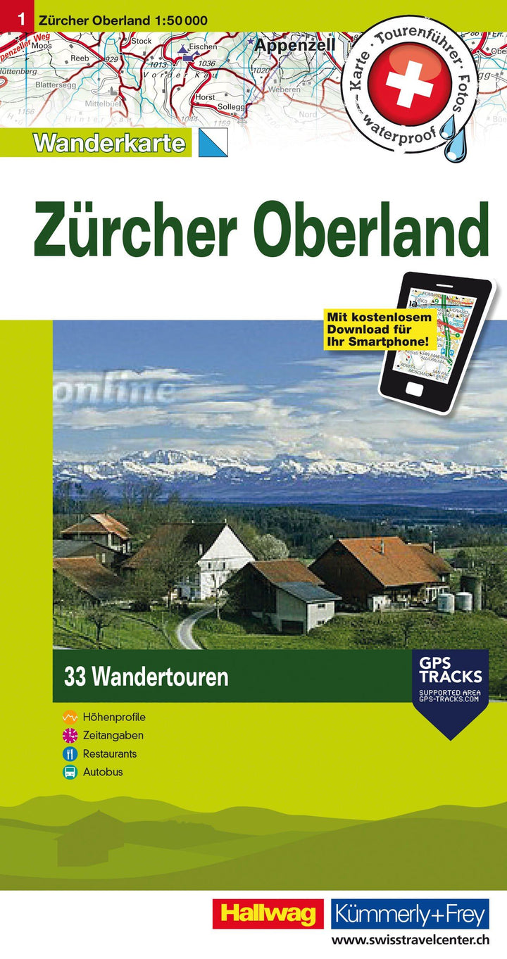 Carte de randonnée backcountry n° HKF.WK.01 - Zürcher Oberland (Suisse) | Hallwag carte pliée Hallwag 