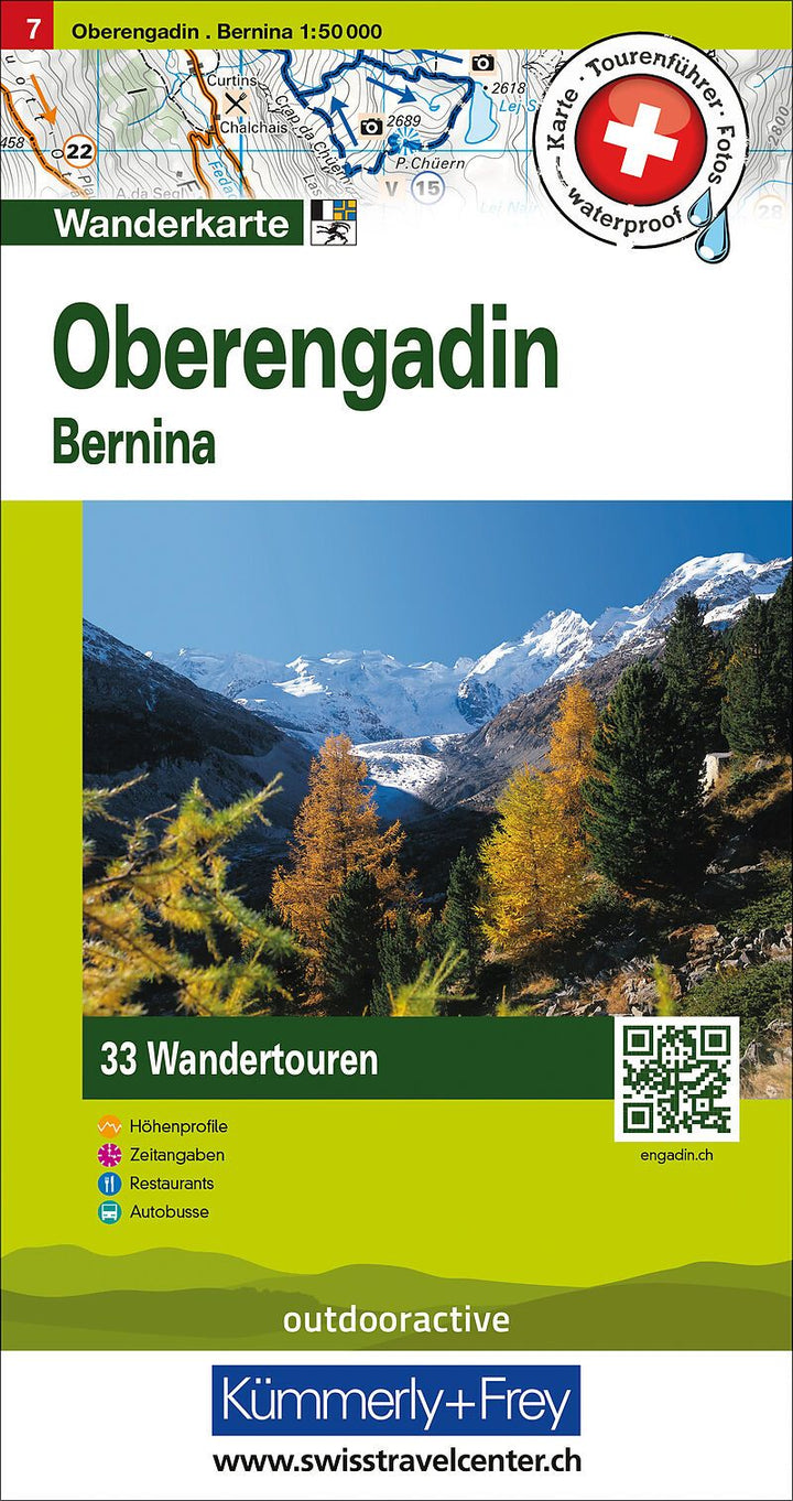 Carte de randonnée backcountry n° HKF.WK.07 - Oberengadin, Bernina (Suisse) | Hallwag carte pliée Hallwag 