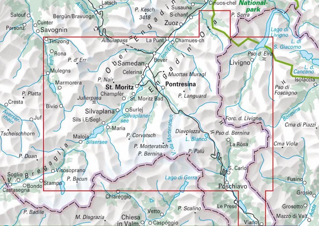 Carte de randonnée backcountry n° HKF.WK.07 - Oberengadin, Bernina (Suisse) | Hallwag carte pliée Hallwag 