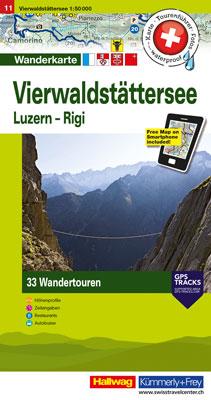 Carte de randonnée backcountry n° HKF.WK.11 - Lac des quatre cantons, Luzerne (Suisse) | Hallwag carte pliée Hallwag 