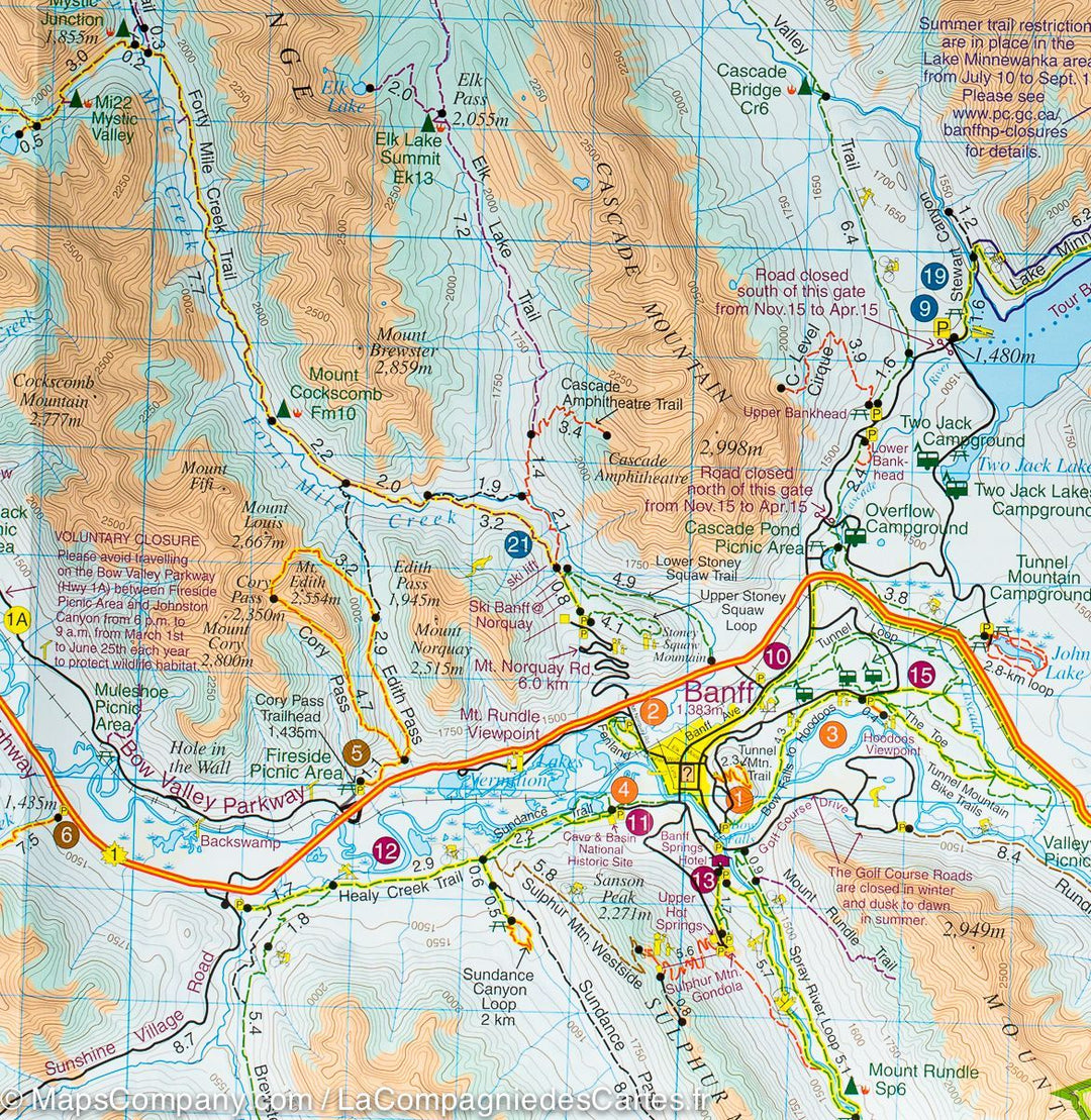 Carte de randonnée - Banff &amp; Mount Assiniboine (Alberta, Canada) | Gem Trek - La Compagnie des Cartes