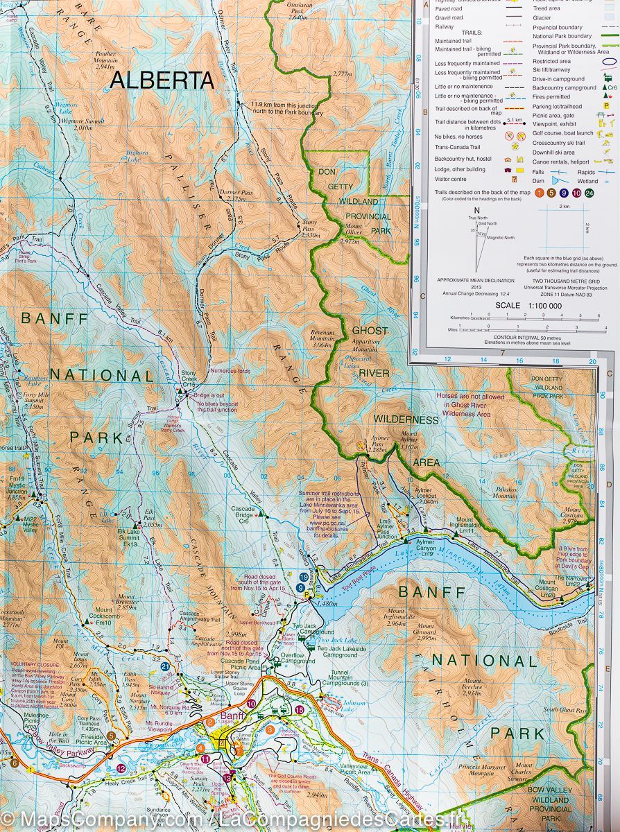 Carte de randonnée - Banff &amp; Mount Assiniboine (Alberta, Canada) | Gem Trek - La Compagnie des Cartes