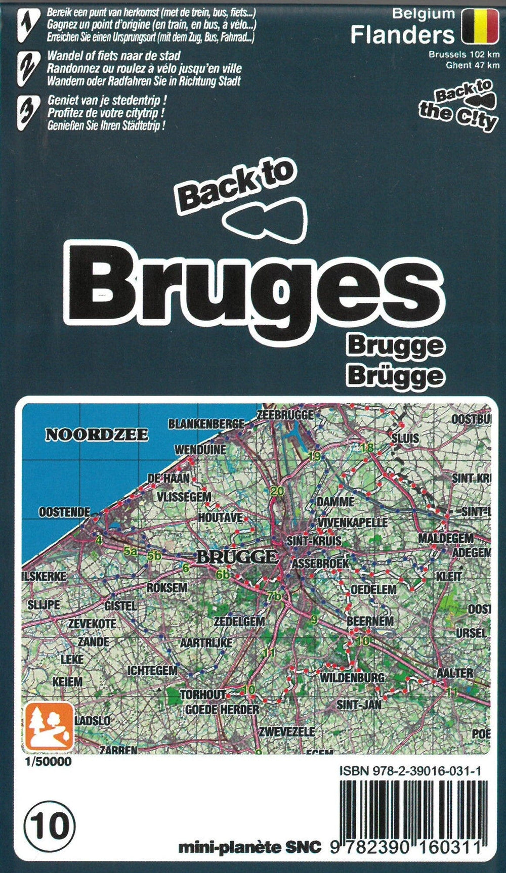 Carte de randonnée - Bruges (Belgique) | Mini Planet carte pliée Mini Planet 