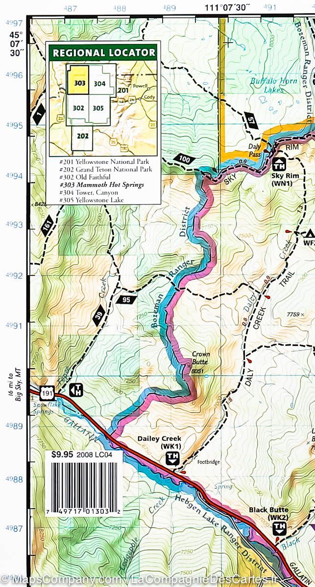 Carte de randonnée de Mammoth Hot Springs(Parc National de Yellowstone, USA) | National Geographic - La Compagnie des Cartes
