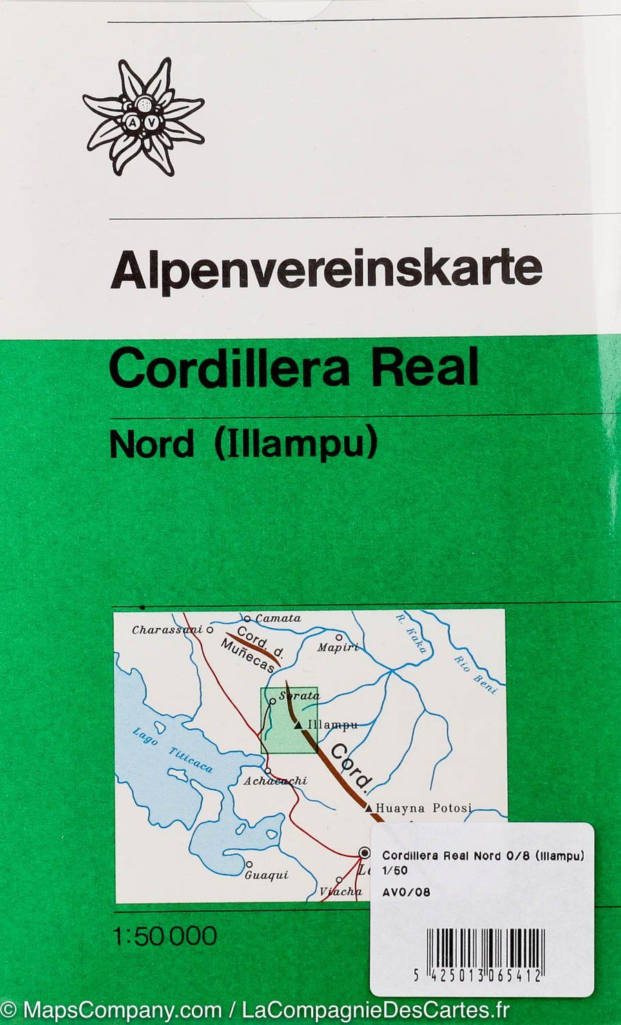 Carte de randonnée du Mont Illampu, nord de la Cordillère Royale (Bolivie) | Alpenverein - La Compagnie des Cartes