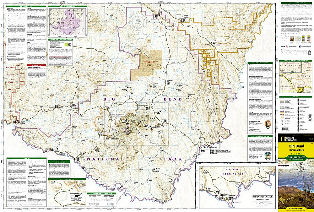 Carte de randonnée du Parc National Big Bend (Texas) | National Geographic carte pliée National Geographic 