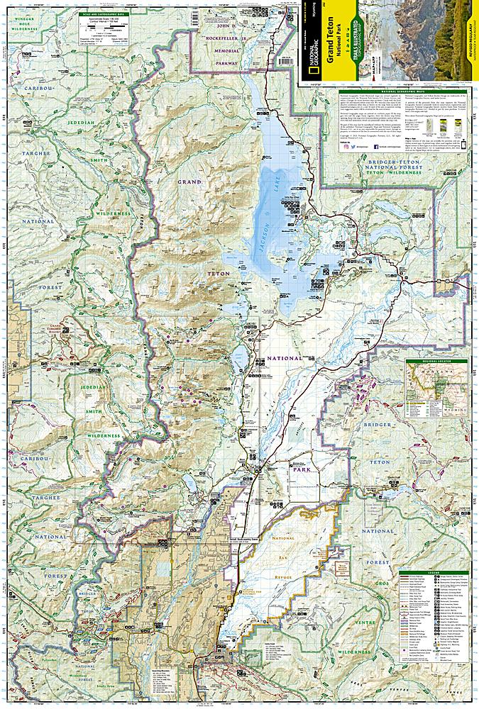 Carte de randonnée du Parc National de Grand Teton (Wyoming, USA) | National Geographic carte pliée National Geographic 
