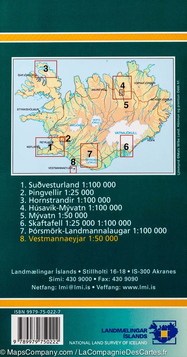 Carte de randonnée des Iles Vestmann (Islande) | Ferdakort - La Compagnie des Cartes