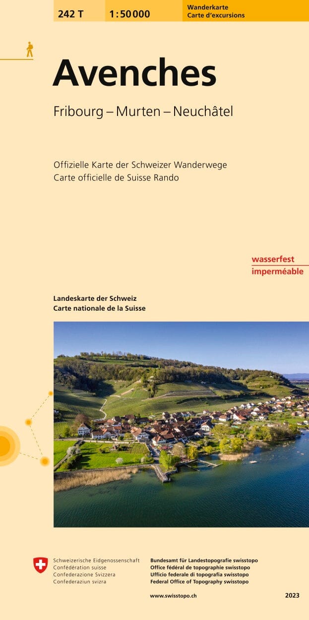 Carte de randonnée imperméable n° 242T - Avenches (Suisse) | Swisstopo - Excursions au 1/50 000 carte pliée Swisstopo 