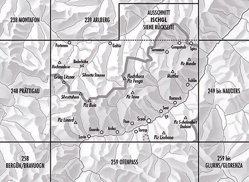 Carte de randonnée imperméable n° 249T - Tarasp (Suisse) | Swisstopo - Excursions au 1/50 000 carte pliée Swisstopo 