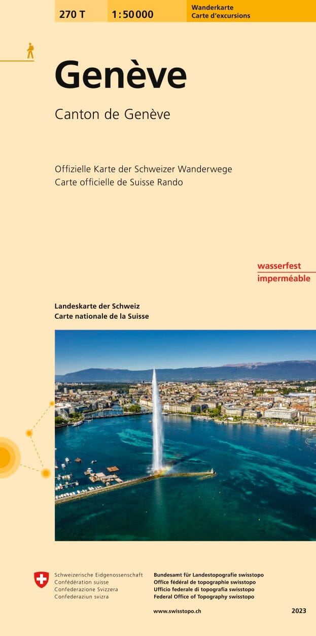 Carte de randonnée imperméable n° 270T - Genève (Suisse) | Swisstopo - Excursions au 1/50 000 carte pliée Swisstopo 